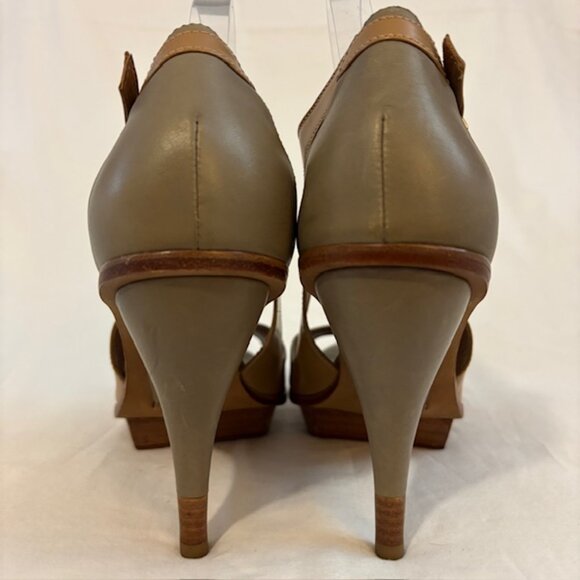 Leifsdottir Two Tone Taupe/Tan Platform All Leather Sandals Women's Size 10.5/41 - Picture 7 of 13